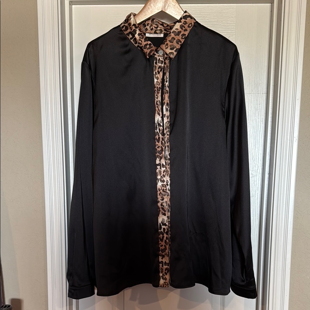 Black and Leopard Print Men's Shirt